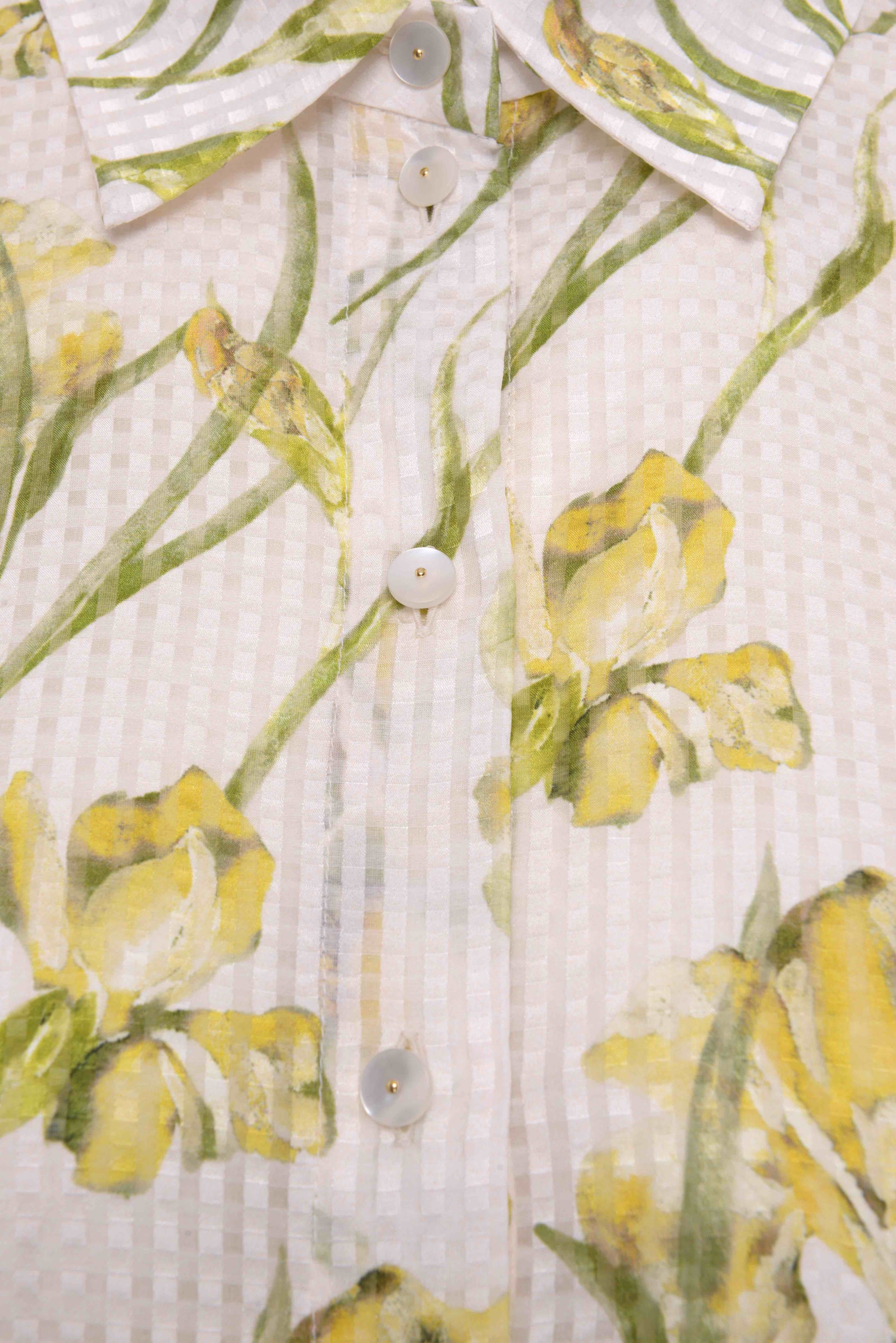 Pelageya Silk Cotton Blouse - Yellow Iris