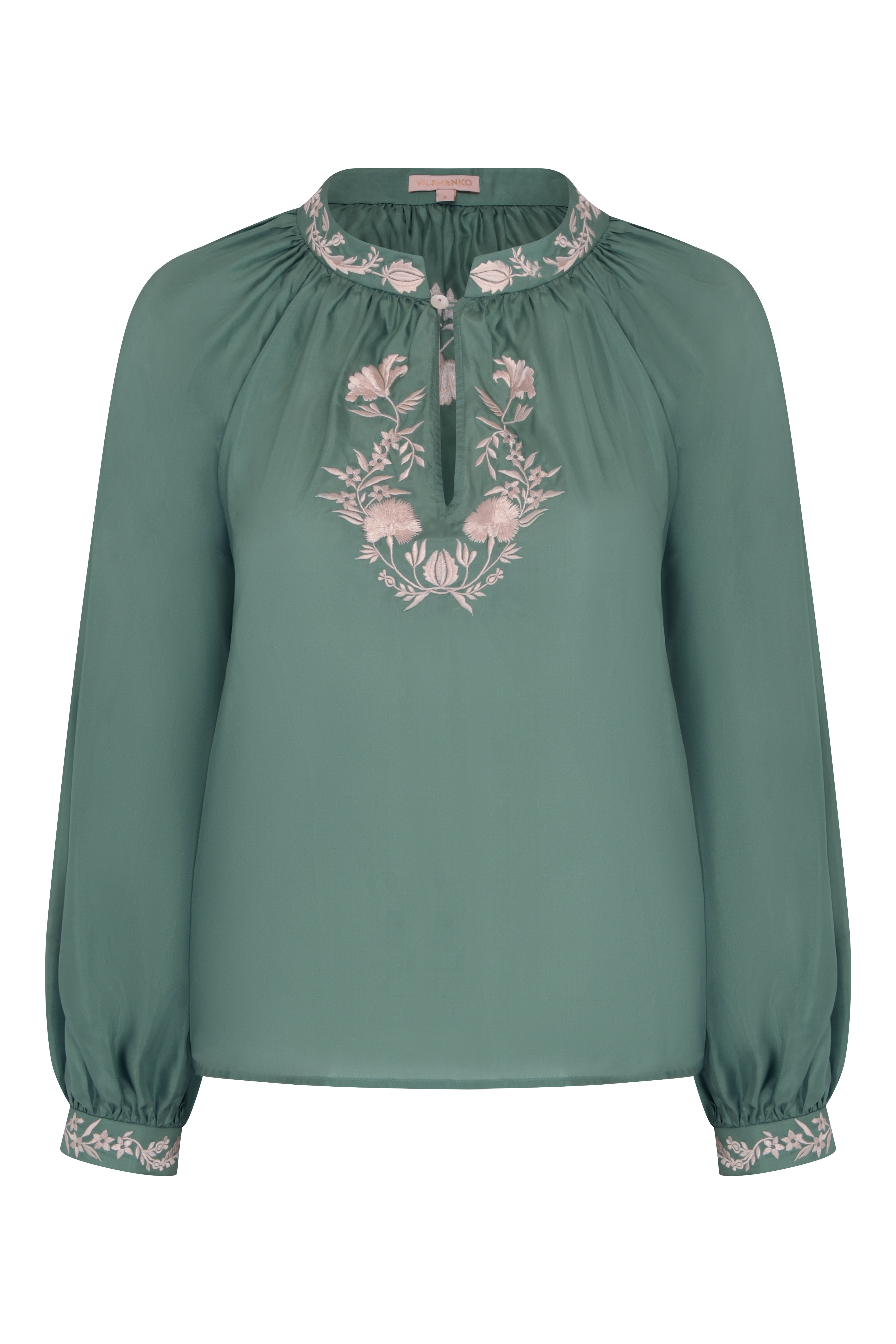 Margarita Silk Blouse Green Vilshenko