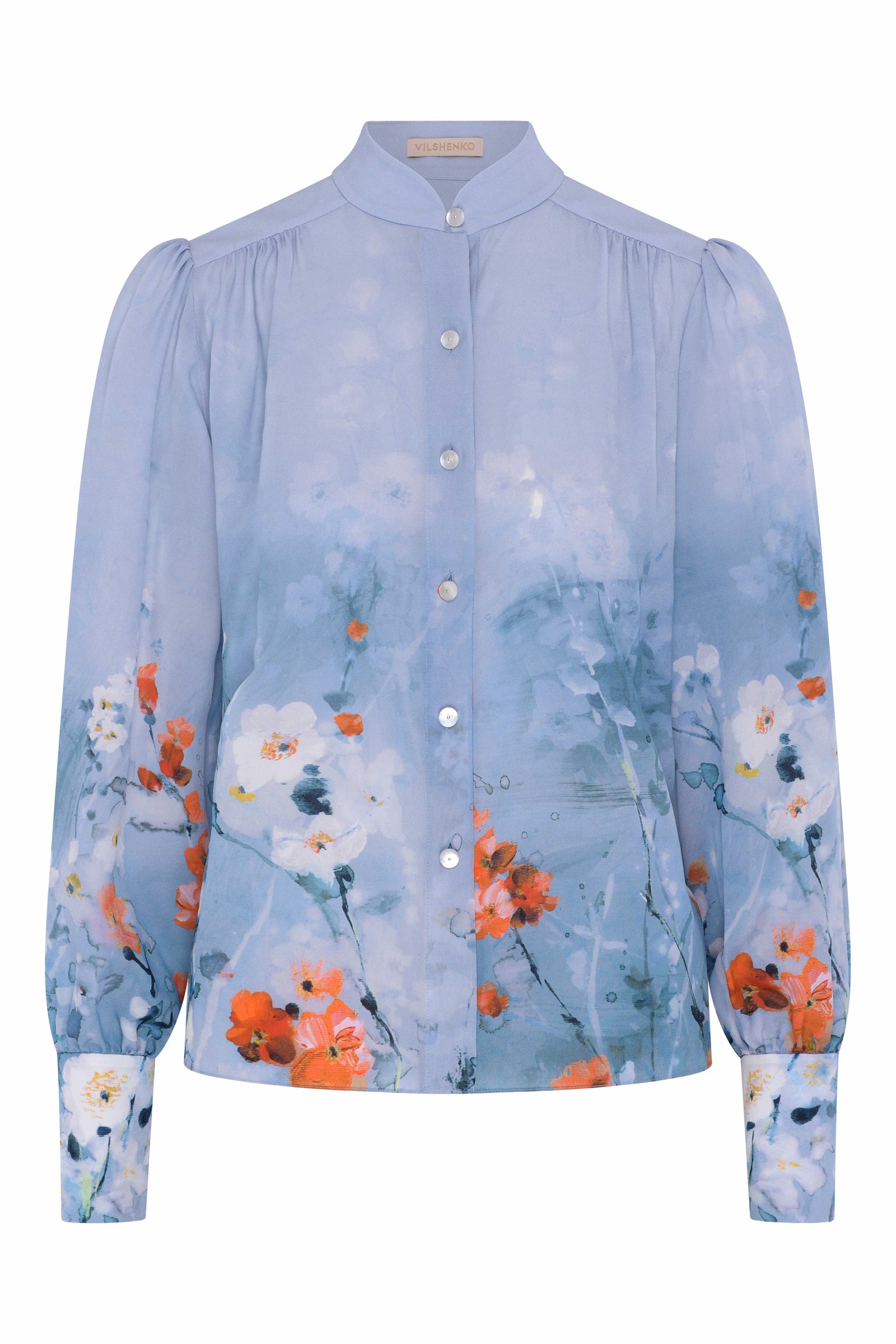 Liza Silk Blouse - Blue Garden