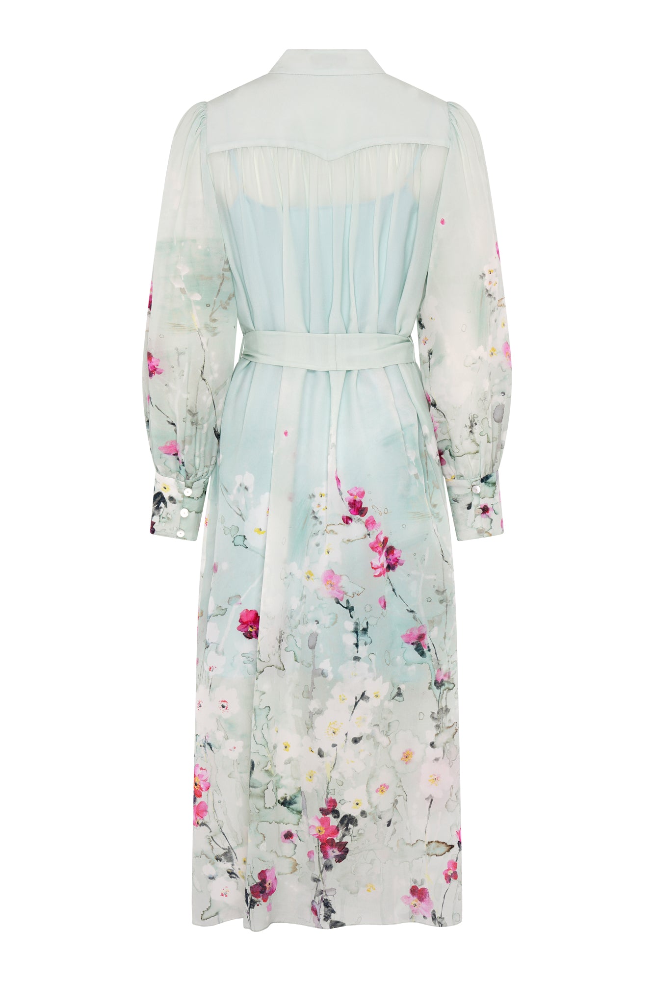 Aglaya Silk Dress - Mint Garden