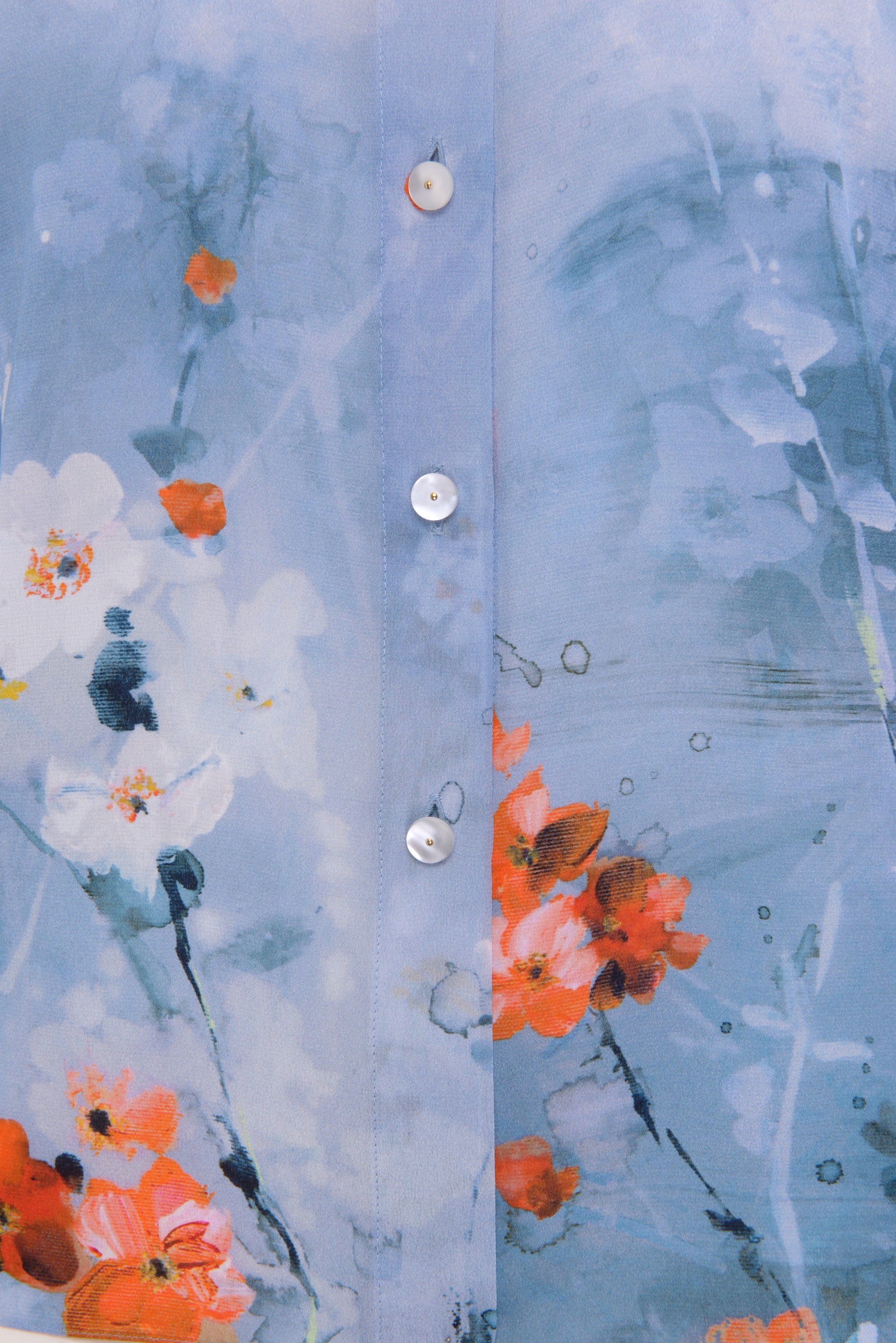 Liza Silk Blouse - Blue Garden