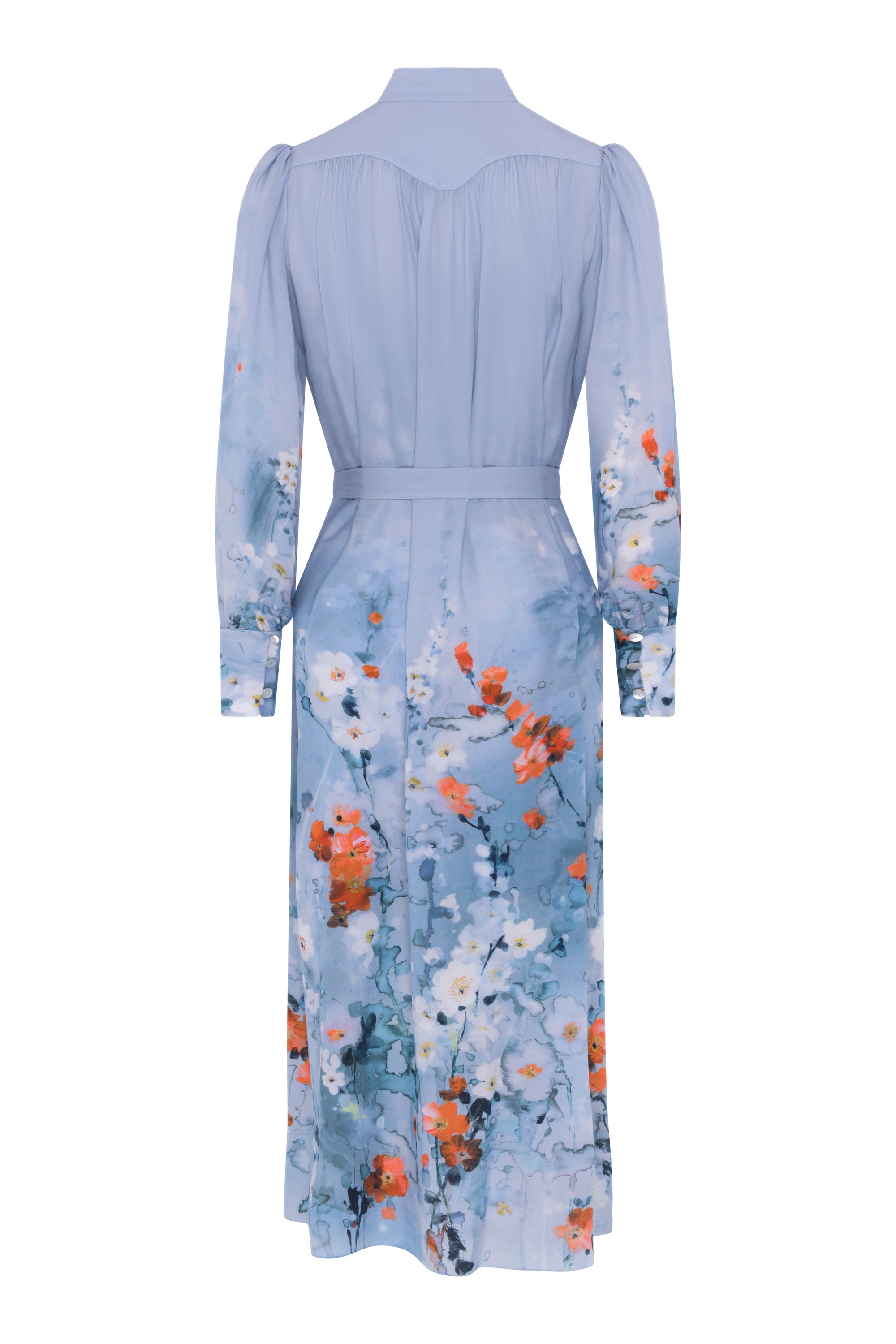 Aglaya Silk Dress - Blue Garden
