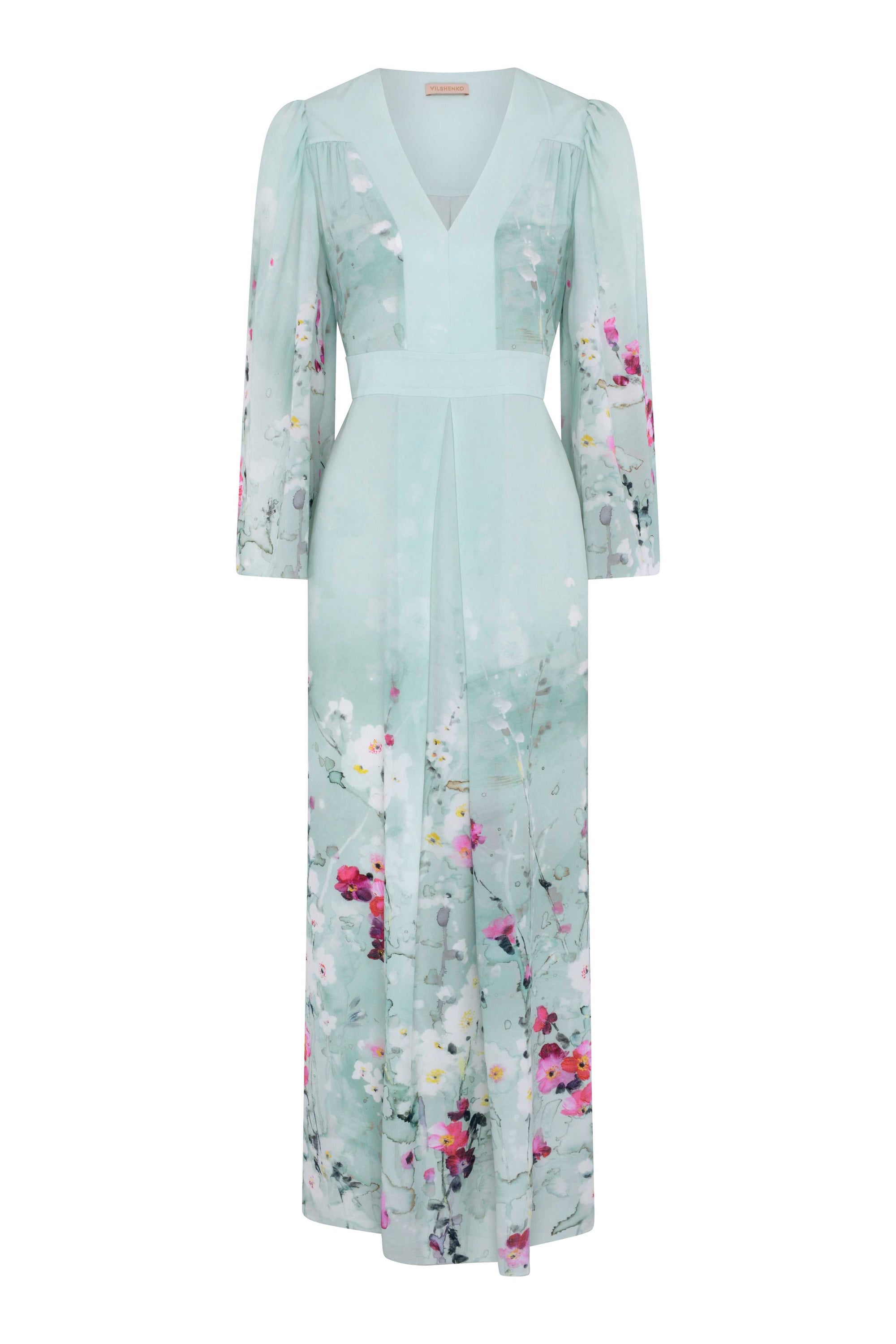 Uslada Silk Dress - Mint Garden