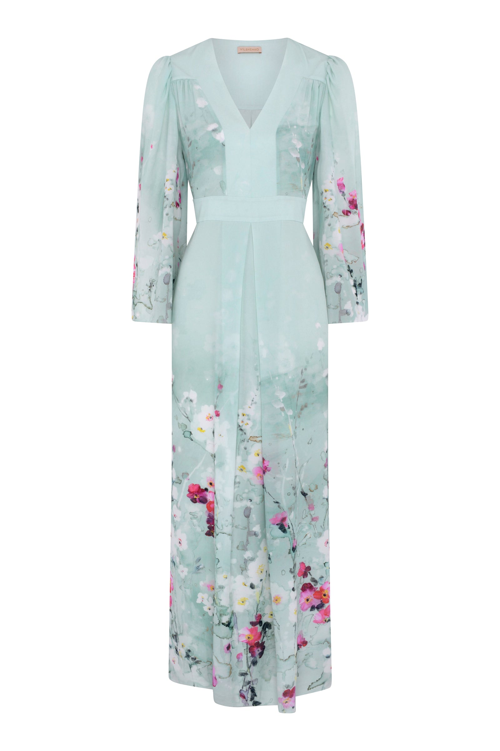 Uslada Silk Dress - Mint Garden