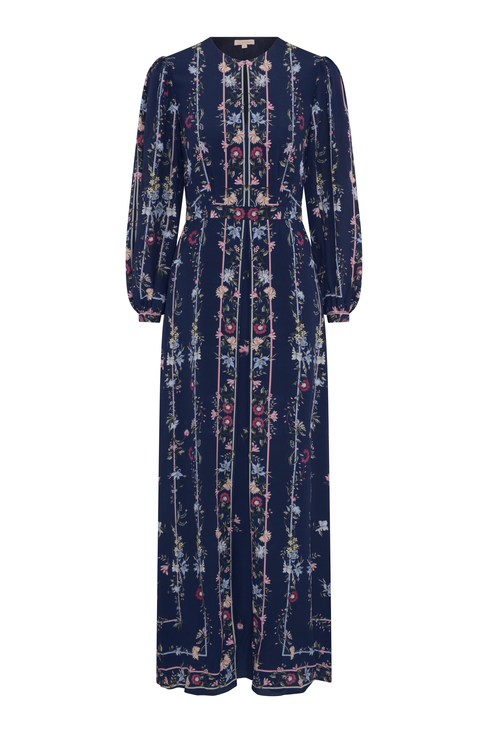 Julia Silk Dress - Navy