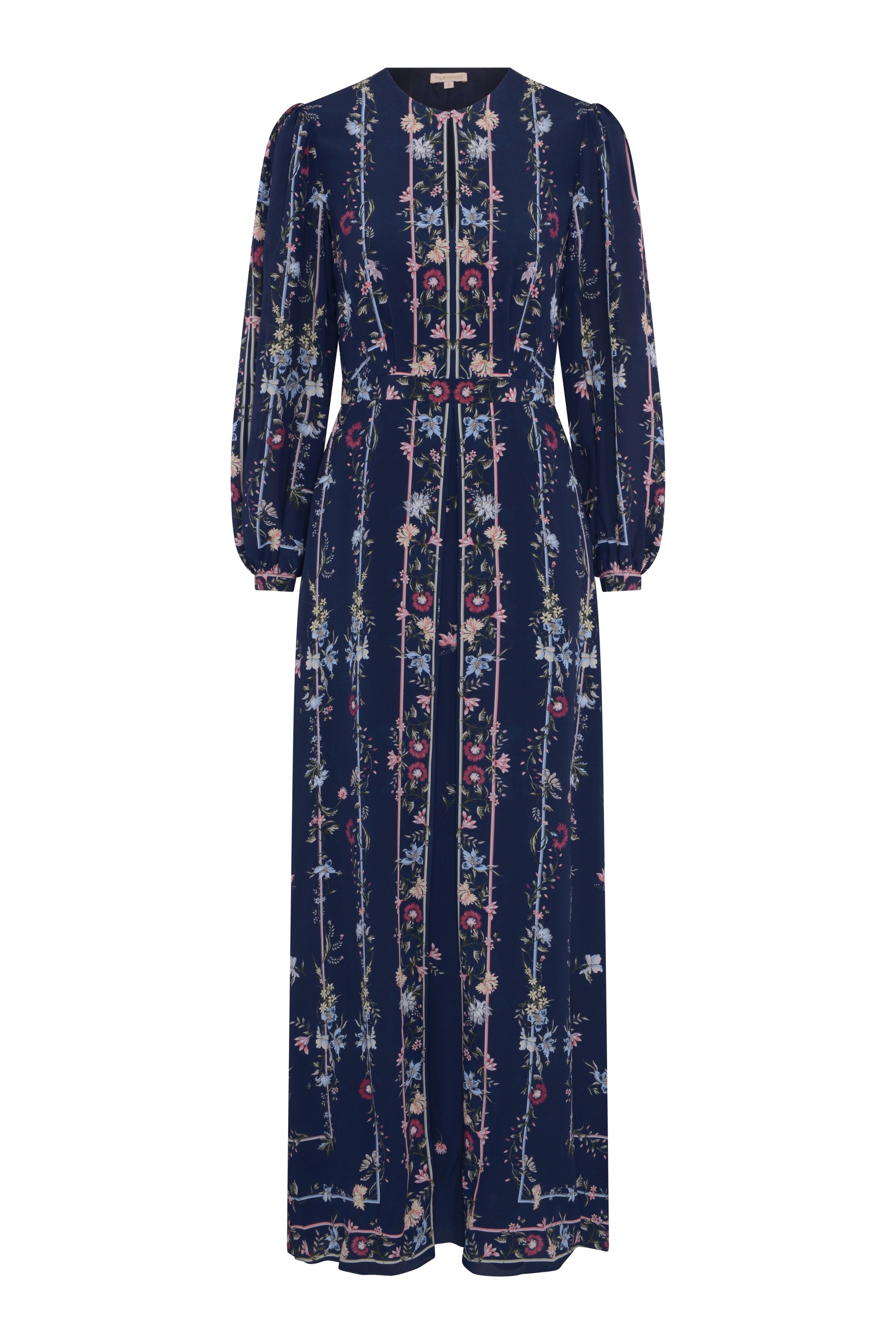 Julia Silk Dress - Navy