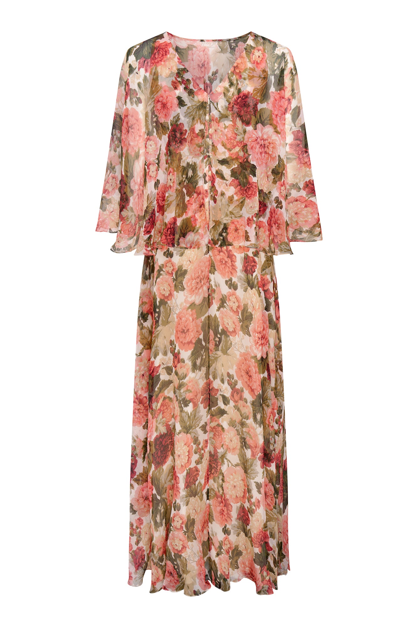 Fekla Silk Dress - Red Peony