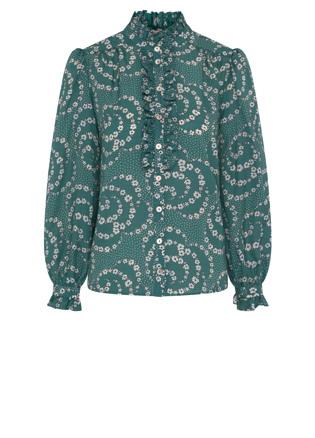 Irina Silk Cotton Blouse - Emerald