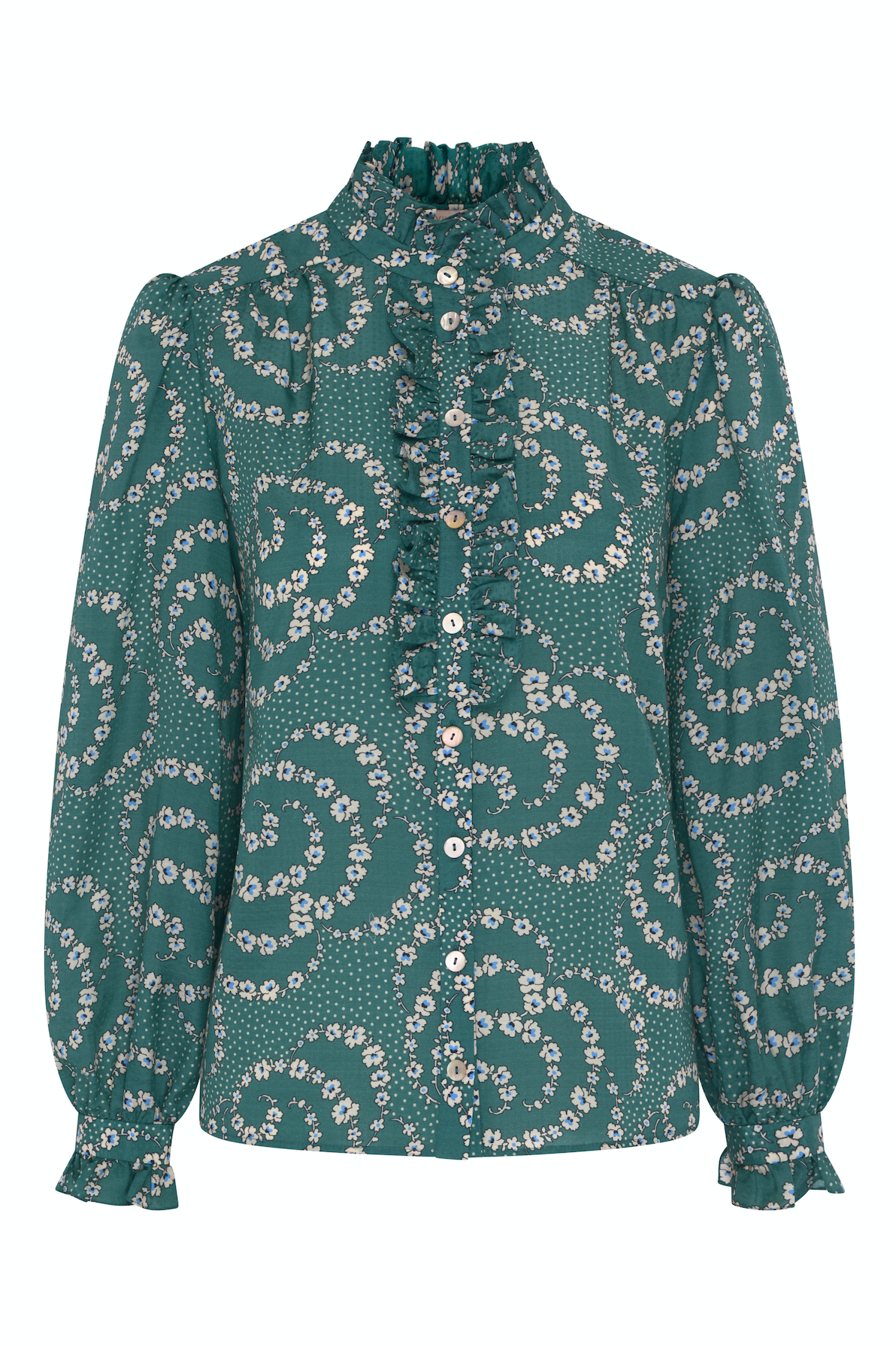 Irina Silk Cotton Blouse - Emerald