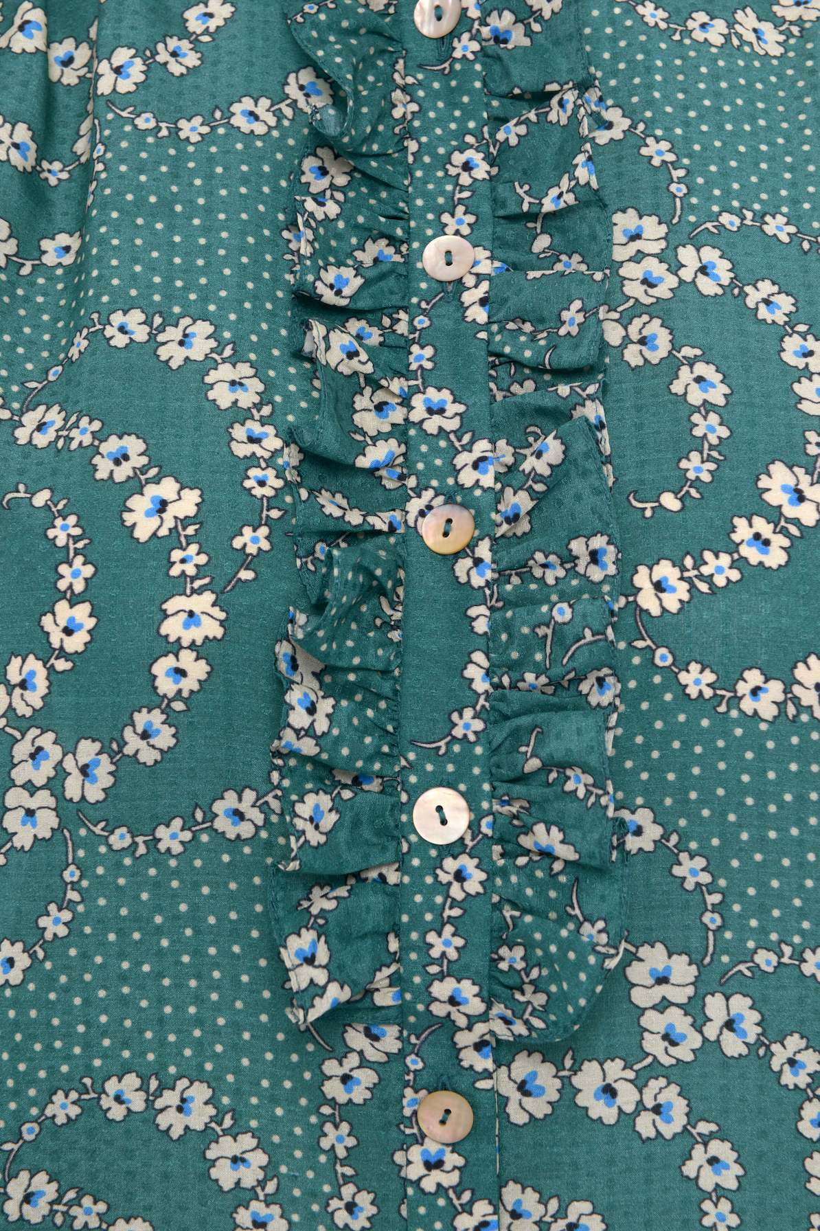 Irina Silk Cotton Blouse - Emerald