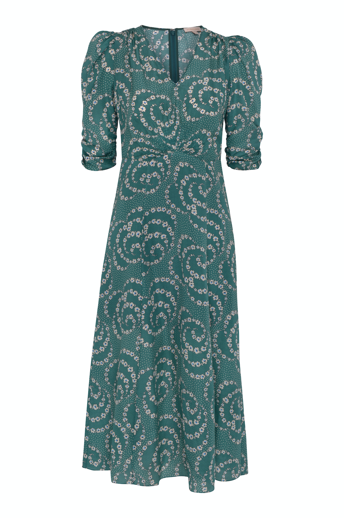 Fay Silk Cotton Dress - Emerald