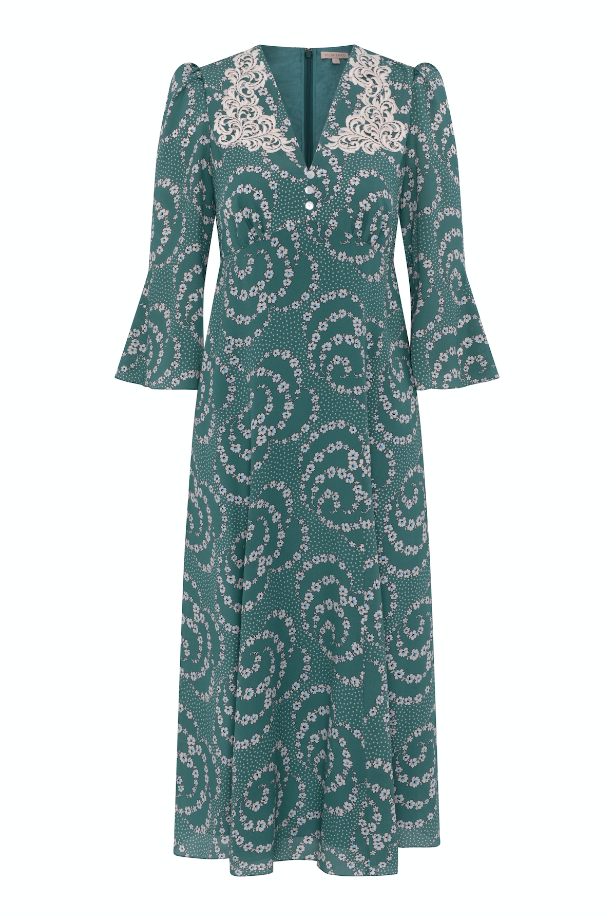 Elena Silk Dress - Emerald