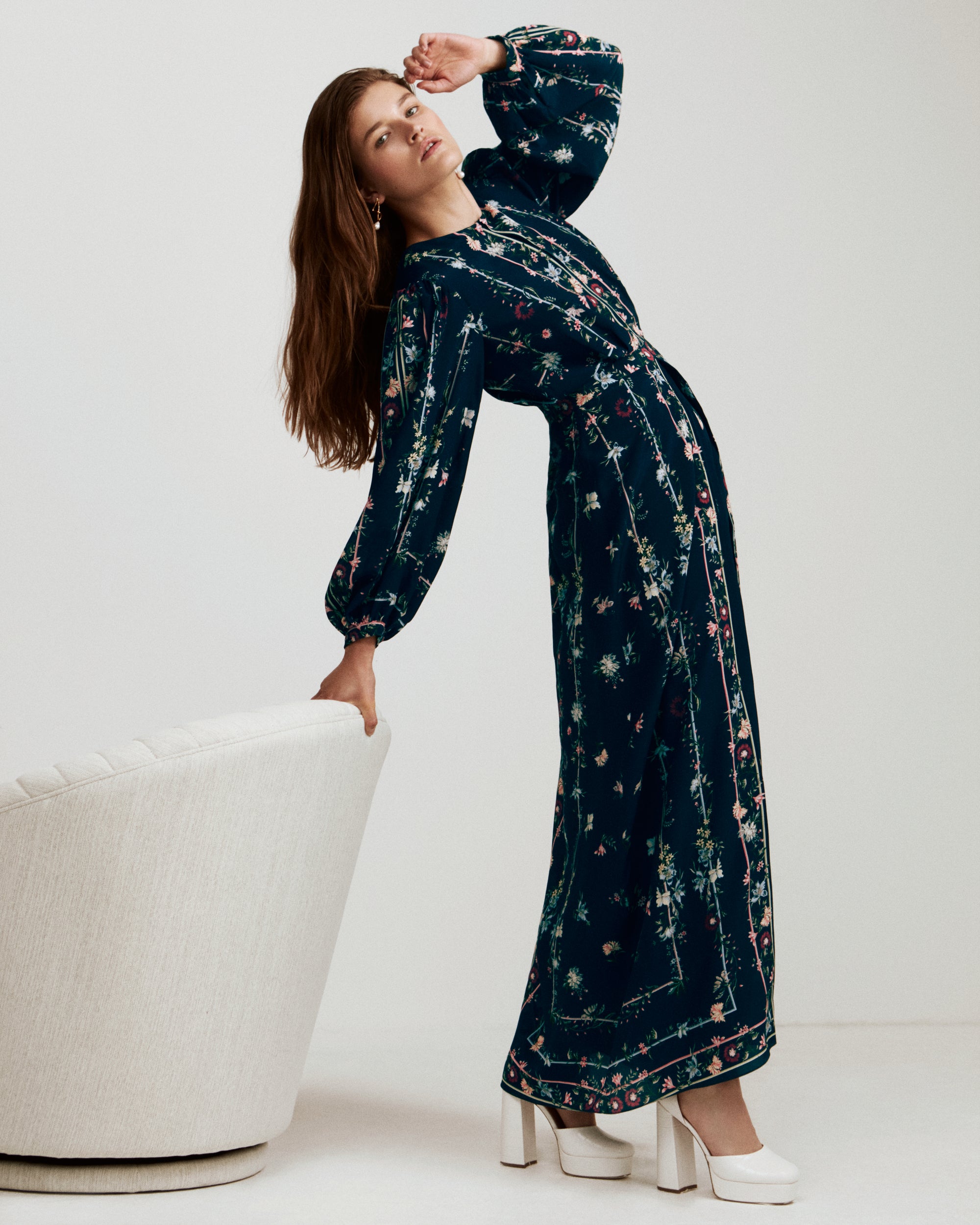 Julia Silk Dress - Navy