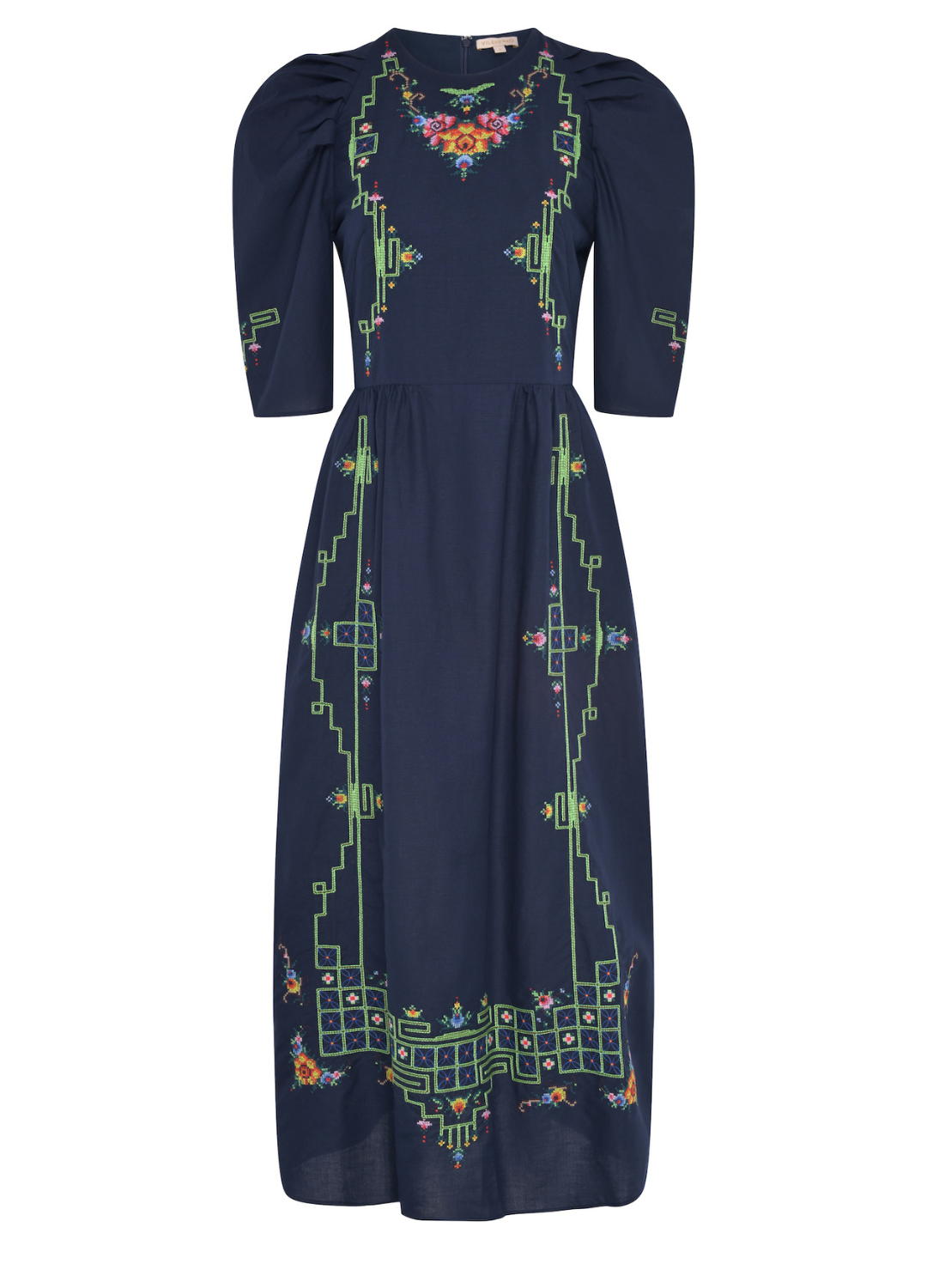 Natalia Cotton Linen Dress - Navy