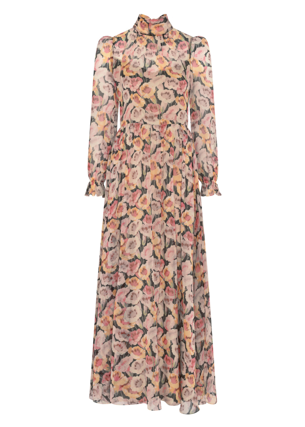 Veronika Long Silk Dress - Petunia Print