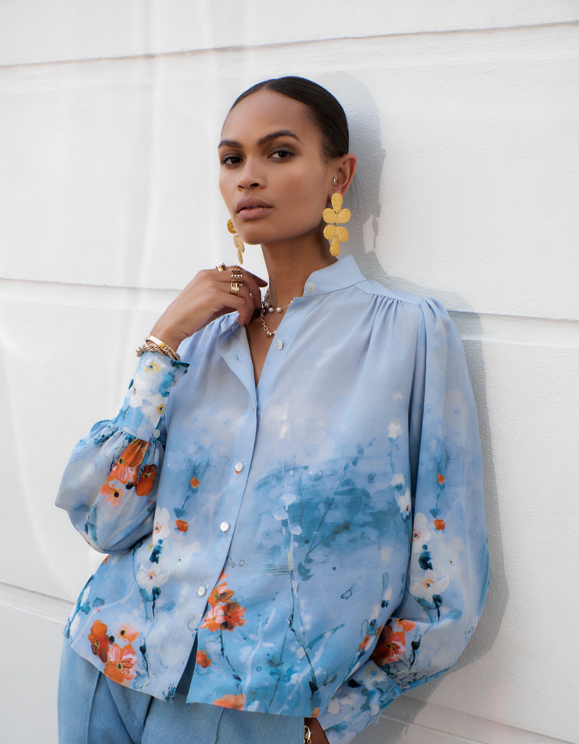 Liza Silk Blouse - Blue Garden