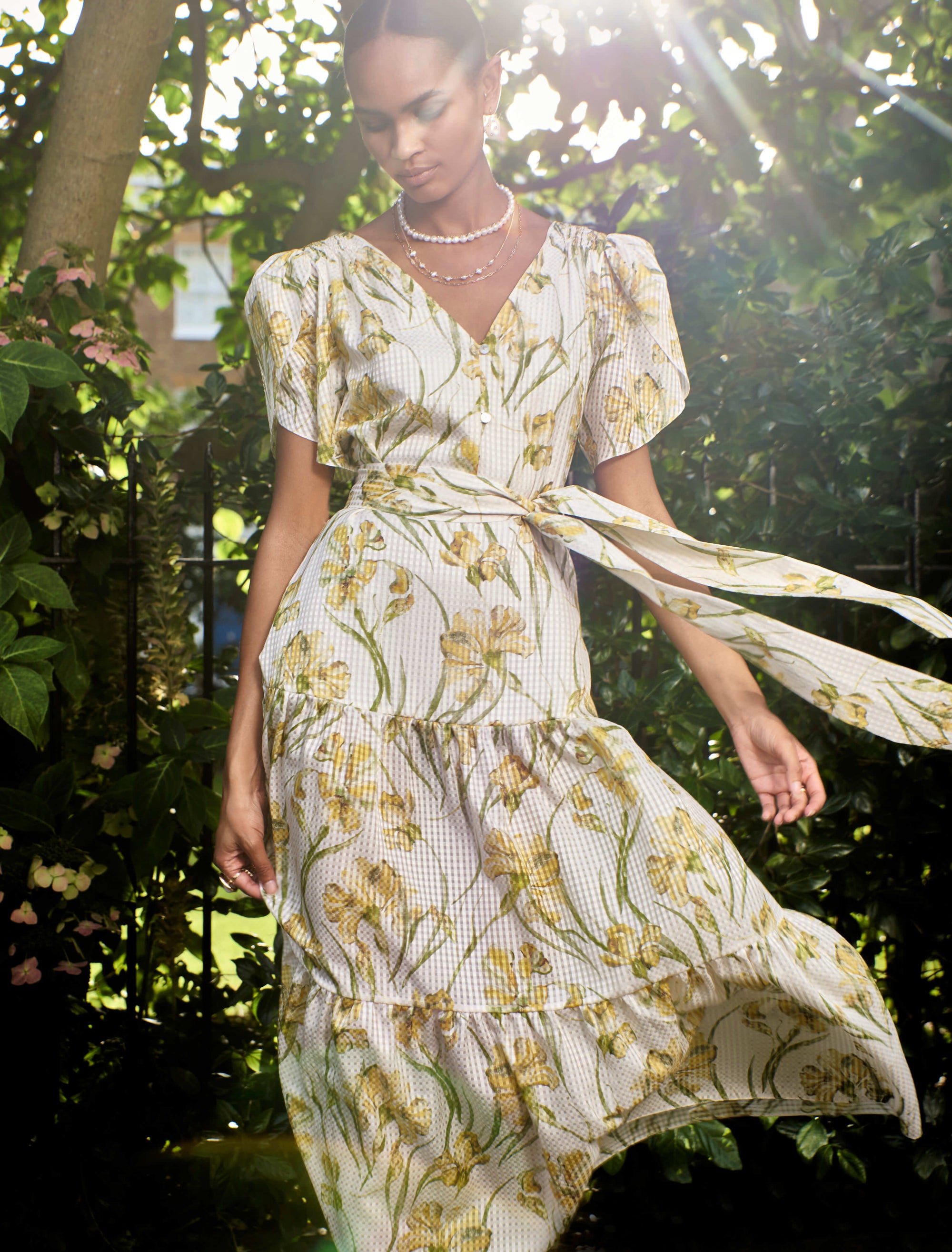Lubava Cotton Silk Dress - Yellow Iris