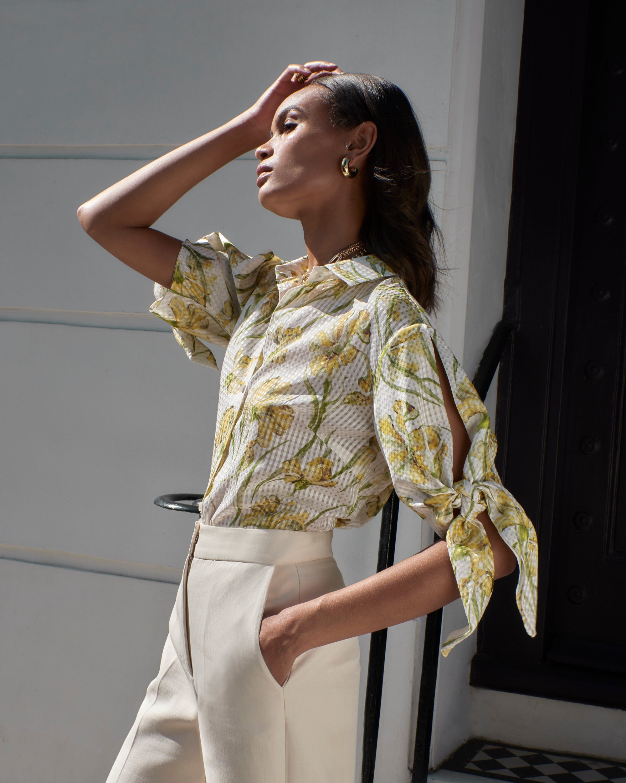 Pelageya Silk Cotton Blouse - Yellow Iris