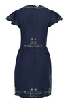 Kharlie Cotton Linen Dress - Navy
